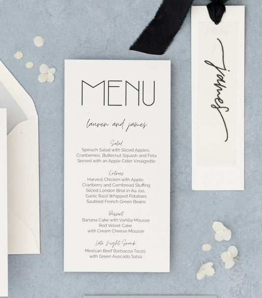 Digitally Printed Dinner Menu