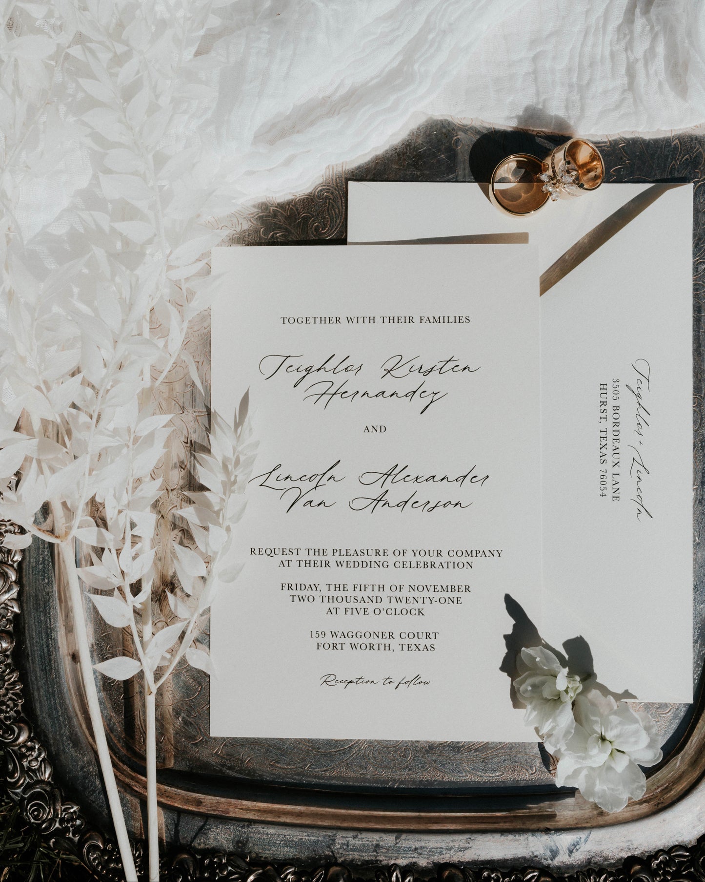 Black Formal Thermography Invitation Suite