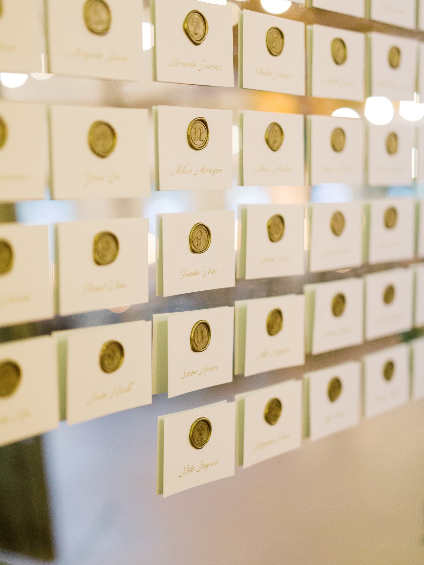 Flat Escort Cards with Wax Seal Table Number