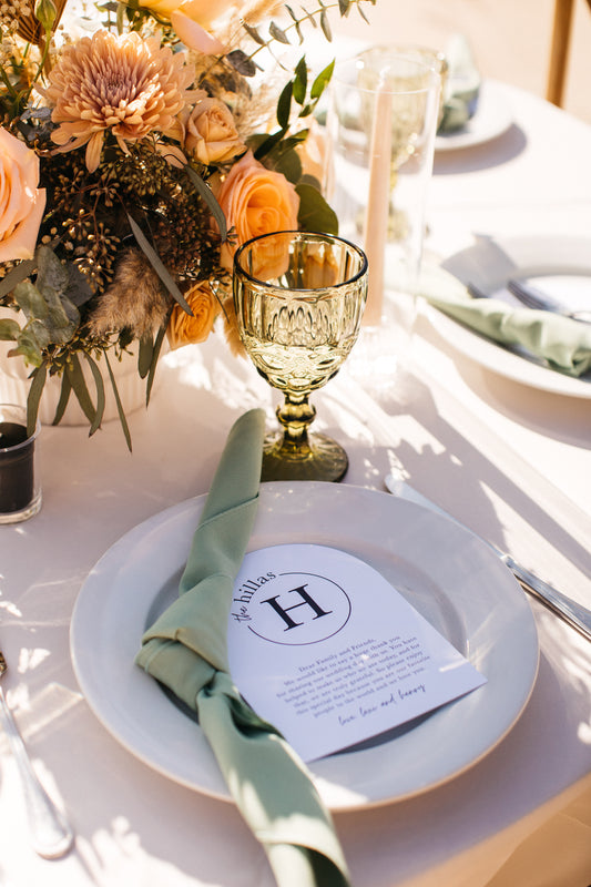 Arch Shaped Menu/Thank You Card