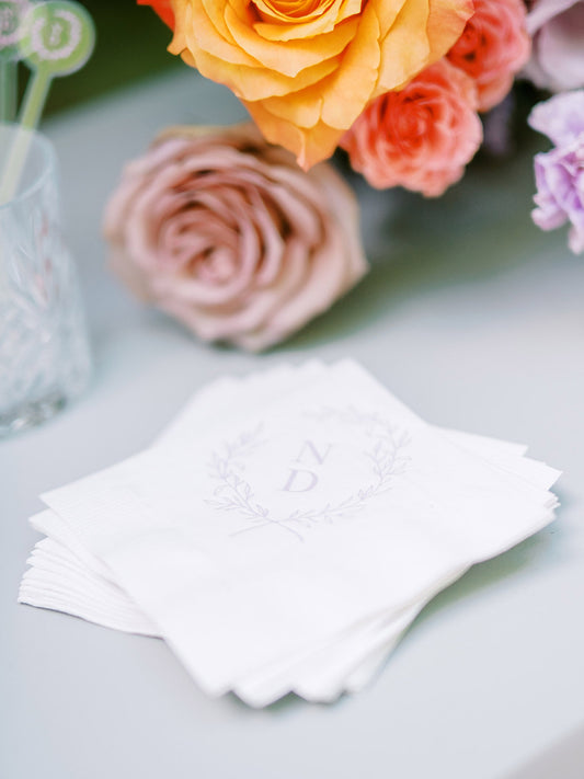 Wreath Monogram Cocktail Napkins