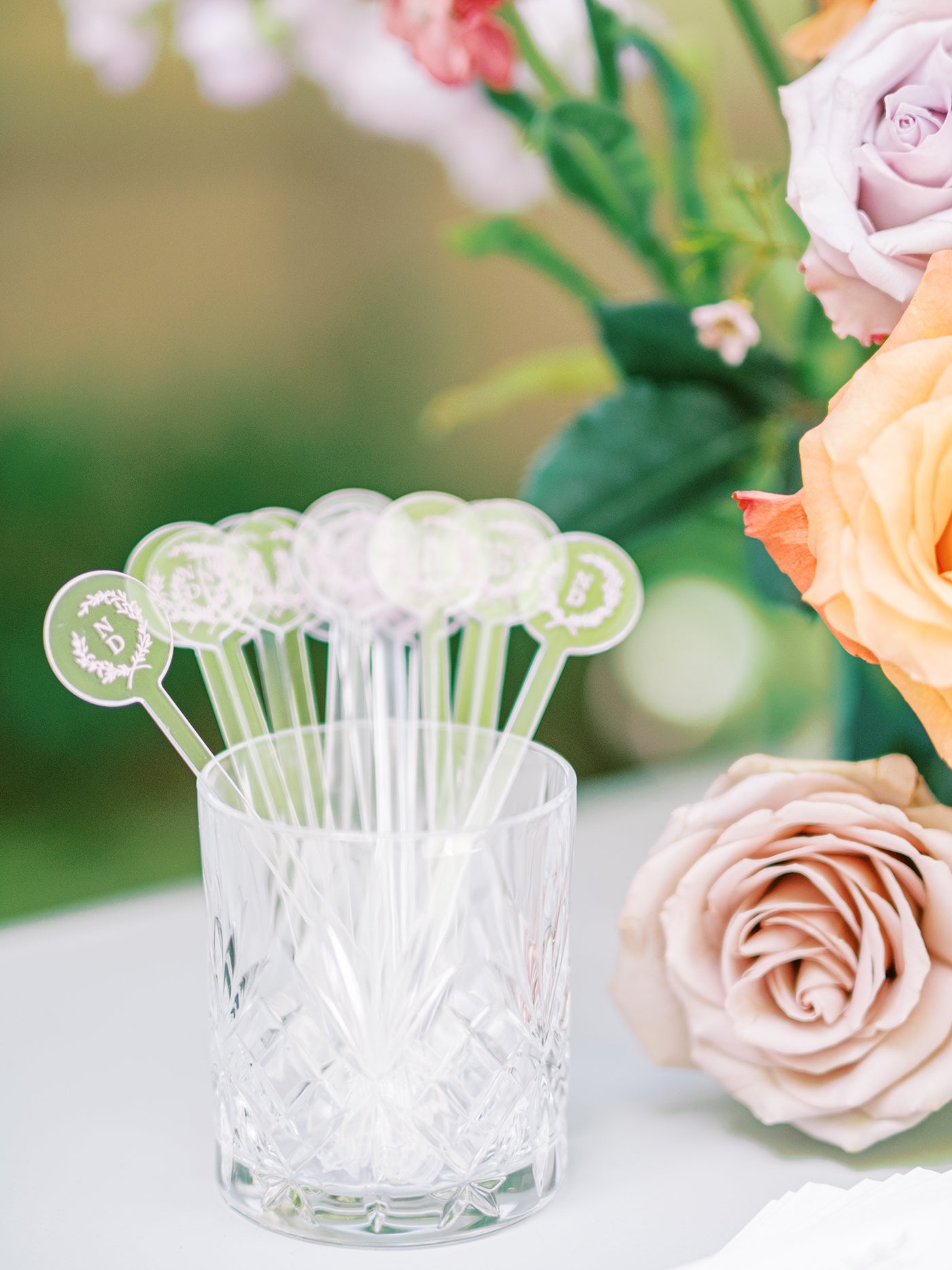Wreath Monogram Stir Sticks