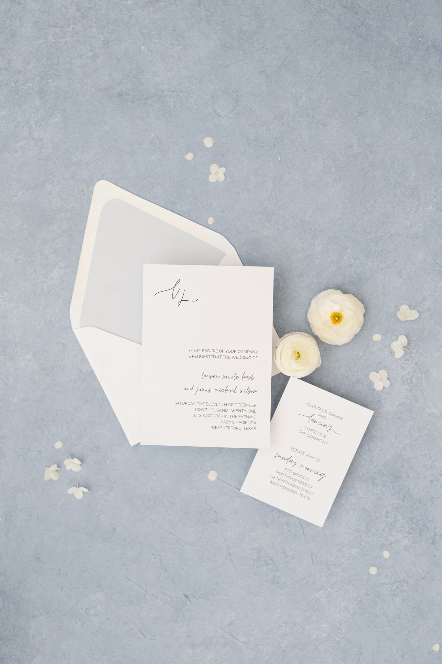 Clean, Monogram Invitation Suite