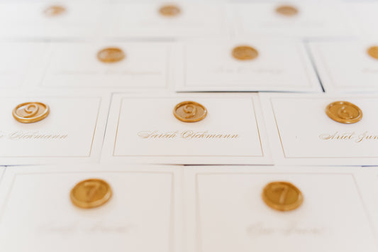 Flat Escort Cards with Wax Seal Table Number