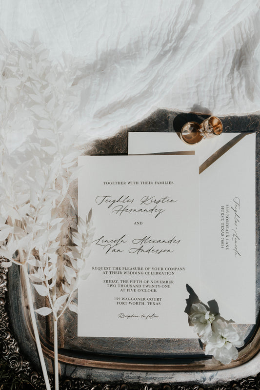 Black Formal Thermography Invitation Suite