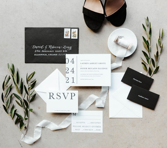 Black and White Modern, Bold Date Invitation Suite