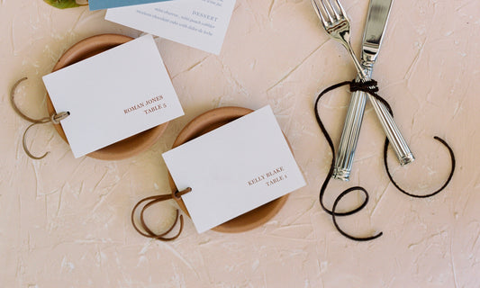 Flat Escort Cards with Leather String