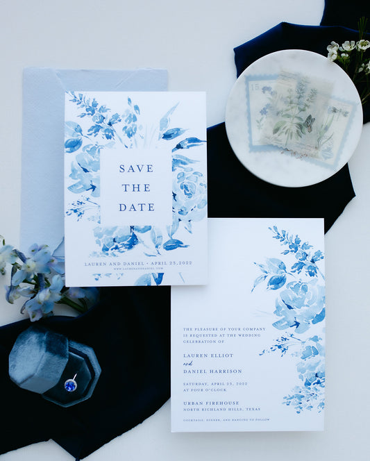 Blue Floral Save the Date